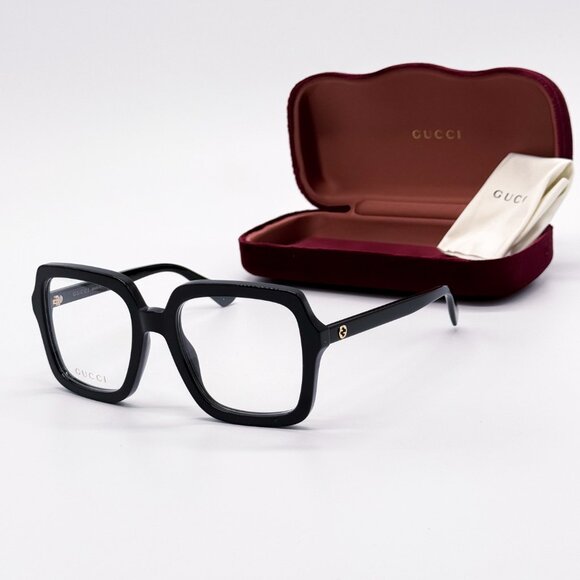 NEW GUCCI GG1318O 001 BLACK SQUARE WOMEN EYEGLASSES GUCCI - Picture 1 of 12